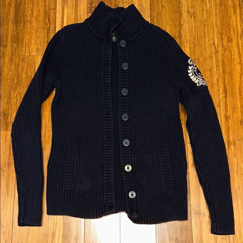 Lauren Ralph Lauren Women’s Navy Button-Up Cardigan Size Small